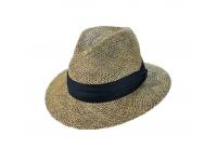 Natural mens straw fedora seagrass hat