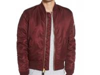 Custom 100% Polyester Solid Wine Red Color Plain Padded Bomber Jacket Men