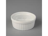 Hand-made round white dessert ceramic bowls