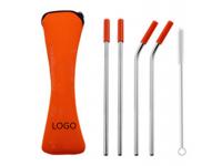 Stainless Steel Drinking Straw with Cleaner in Neoprene Bag  OEM Stainless Steel Drinking Straw