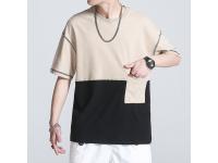 Custom Color Block Two Tone Screen Print Pocket T-Shirt