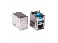 Height Increased Connector RJ45 female 8P8C,Tab up, DIP TYPE With shell + USB3.0 A Type 