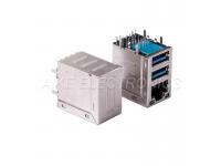 Connector RJ45 female 8P8C,Tab up, DIP TYPE With shell & LED + Double-deck connector 