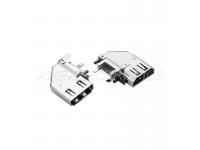 HDMI connector 19PIN Side Vertical DIP Type,with through hole legs and plastic with Position post