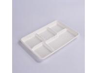 Disposable Biodegradable Bagasse 5 Compartments Lunch Tray 