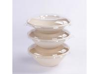 Eco friendly 1000ml round sugarcane bagasse salad bowl with PET lids 