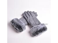 women fashion winter 80% wool 20% acrylic gloves with fur trim
