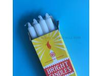 paraffin wax white bright candle with yellow box 