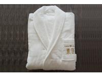 Shawl collar bathrobe 100% cotton white robe with embroidery