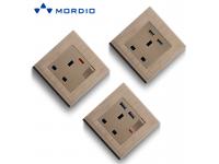 K2 Golden UK Standard BRISTOL 1gang Switch Light and 5pin Multiple Sockets with 2.1A USB Outlets