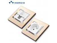 K320 Acrylic/Glass/Stainless/Silver or Golden Brass Copper Euro/BS 16A 2P+E Socket Outlet and Square/Circle Light Switch