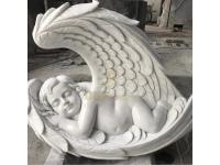 Open Wings Serene Baby Angel White Headstones