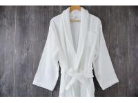 Terry 100% cotton bathrobe shawl collar white long hotel