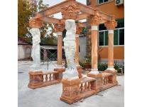 Natural Outdoor Marble Gazebo With Beautiful Women Column For Decorative