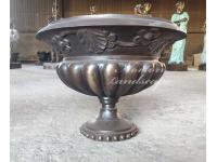 Hand-carved bronze flowerpot