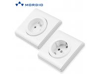 Newest European Electric Wall Light 86*86/116mm 16A 2P+T Socket with 1 2 gang Button Switch 250V