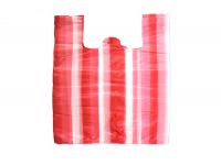 HDPE Red/White Stripe T-shirt Bag