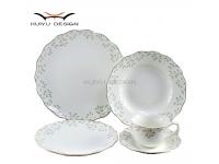 New bone china waved rim leaf 20pcs dinner set