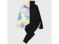 Custom Logo Men Tie Dye Color Block Tracksuit Set