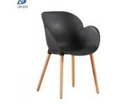 AL-821 Nordic leisure plastic cafe chair modern dining armchair with wooden legs