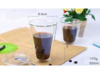450ml/15 oz Straight Double Wall Glass Coffee Mugs With Logo Customized