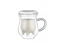 Cow Udder Shape Double Wall Glass Milk Cup Double Layer Glass Mug For Milk