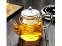 pyrex direct fire high borosilicate glass teapot set with glass strainer