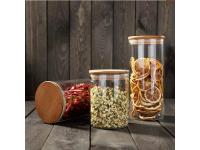 Custom Round Empty Borosilicate Kitchen Pasta Candy Spice Food Storage Glass Jar