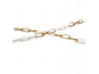 Stainless Steel&Zirconia Ceramic Gold White Chain