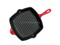 10 Inch Square Enamel Cast Iron Grill Pan      Bakeware Supplier      Square cookware set wholesale