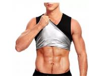 Nano silver coating men weight loss sauna sweat sport slimming tank top