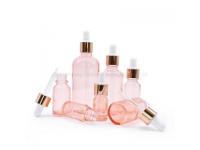 High quality pink glass essential oil bottle