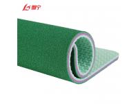 Is the badminton court wooden or plastic?