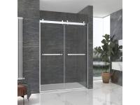 Solid aluminum header bypass sliding shower door