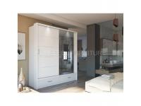 Fashion Home Furniture Sliding Mirror 2 Doors MDF Wooden Bedroom Wardrobe