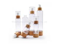 High Quality Bamboo Cap Bamboo Bottom Airless Plastic Bottles