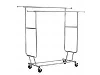 Double Clothing Garment Rack with Shelves on Wheels Rolling