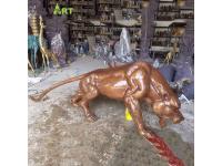 Outdoor Garden Life Size Metal Bronze Animal Statue Hunt Large Cheetah Sculpture For Sale