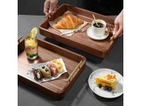 Walnut Color Wooden Serving Tray set of 3pcs