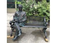 Garden Man Sculpture Reading Book Sitting On Bench Figure Statue