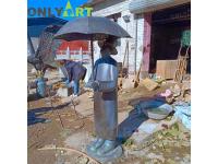 What Background Was Rain Man Holding Umbrella Statue Fountain Sculpture Created?