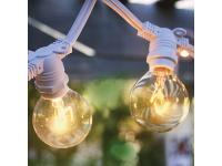 25 SOCKET OUTDOOR COMMERCIAL STRING LIGHT SET, G40 CLEAR GLOBE BULBS, 29 FT BLACK 