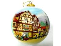 hand inside painted glass Christmas ornament