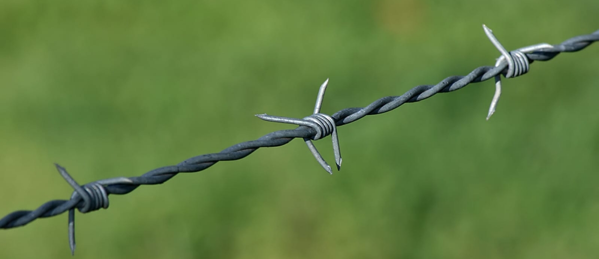 barbed wire from skyhall fence