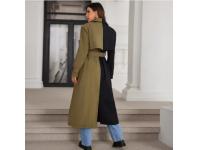 NB2261-Color Block Belted Trench Coat