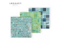 What are the steps to install glass mosaic tiles in swimming pools?