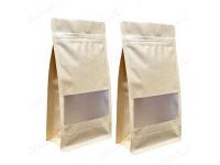 Custom Brown Kraft Paper Flat Bottom Pouch