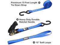 Ratchet Tie Down Straps 1'' x 15': Compact Power for Secure Cargo Transport