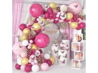 Gold & Pink Happy Birthday Balloon Arch